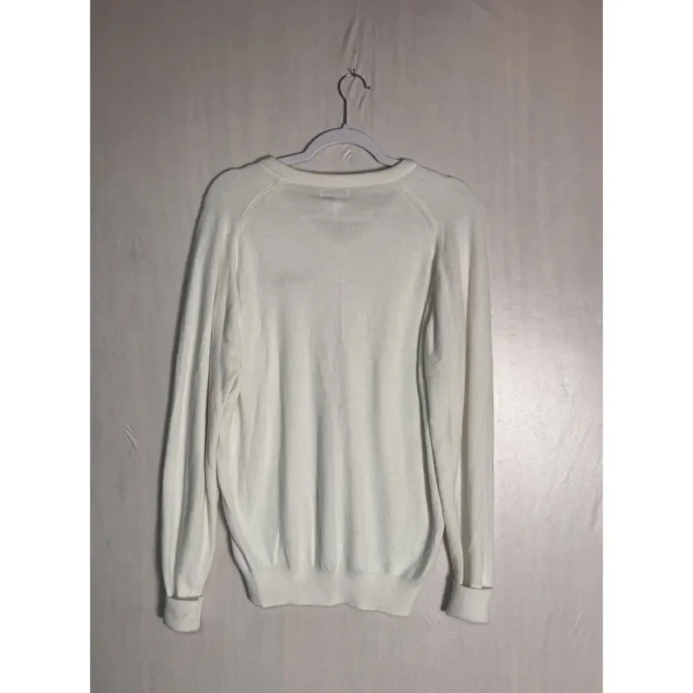 Vintage 90s Dache Chicago Bears V-Neck Sweater Ivory Embroidered NFL Football L